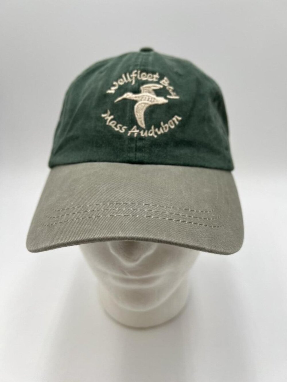 Wellfleet Bay Green Tan Embroidered Baseball Hat